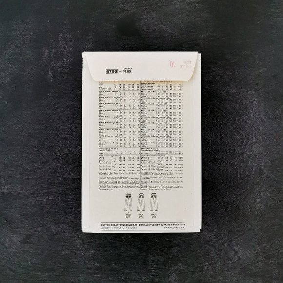 1980s Butterick 6766 Pant Sewing Pattern Waist 25 Modern US 2 Jean Style Trouser - Picture 2 of 6